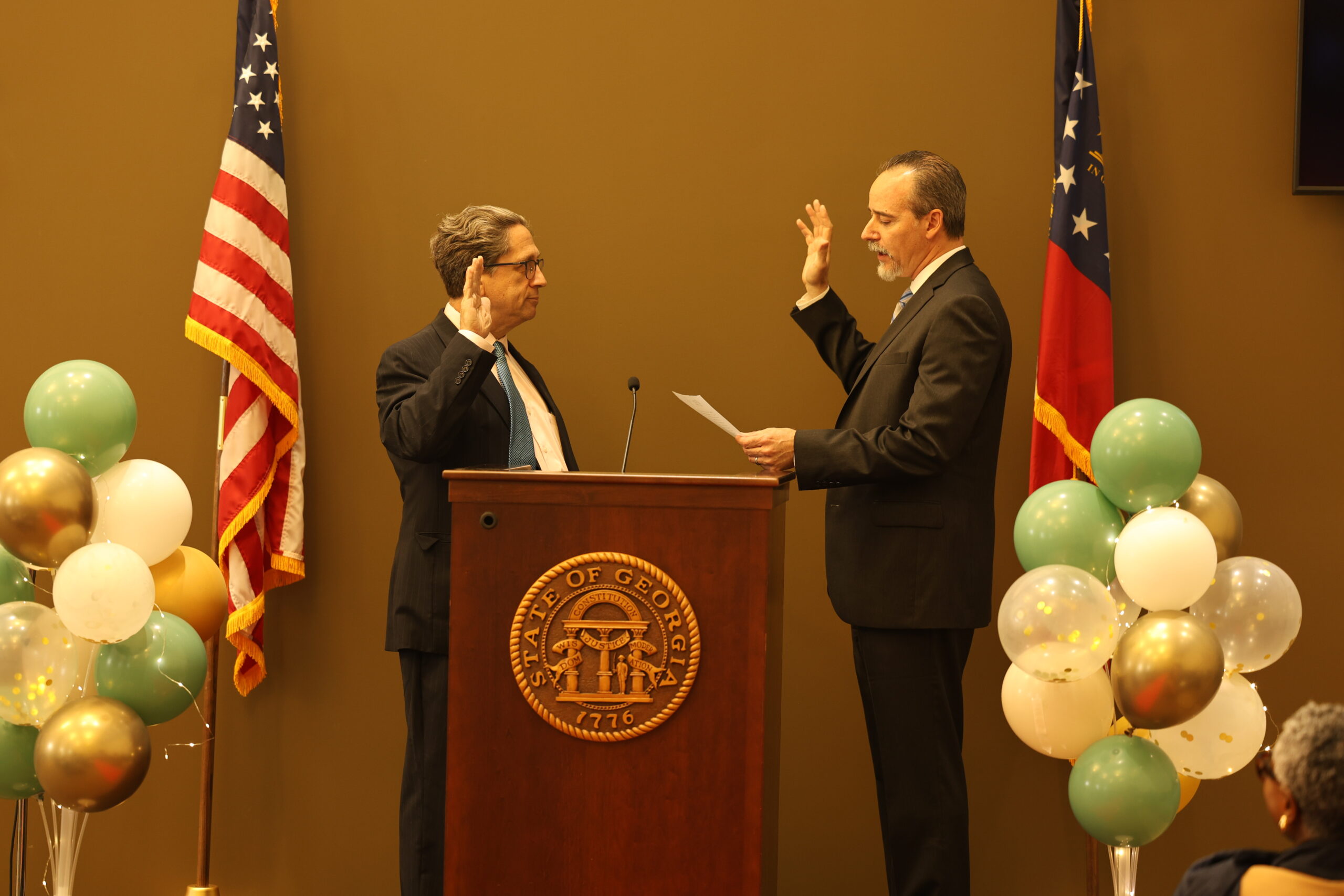 Paulding GPDC Public Circuit Defender Michael Syrop takes oath of office from Paulding Chief Superior Court Judge Dean C. Bucci Courtesy Photo – Georgia Public Defender Council